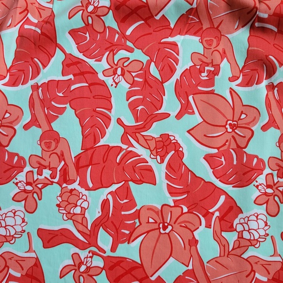 NWOT Sail to Sable Green Coral Red Floral with Monkeys Long Sleeve Tunic Dress - Picture 8 of 9